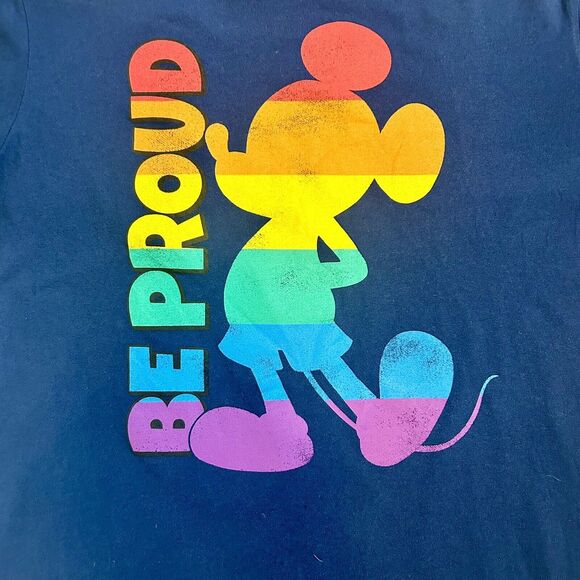 Disney Mickey Mouse Shirt Adult XXL Blue Rainbow Gay Pride Collection Unisex - Picture 2 of 7